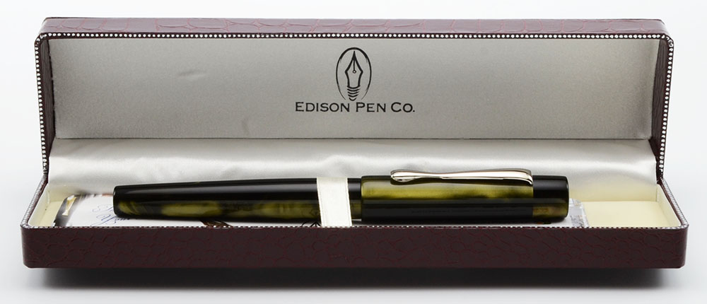 Edison Hudson Fountain Pen - Emerald Pearl Acrylic, 1.1mm Stub